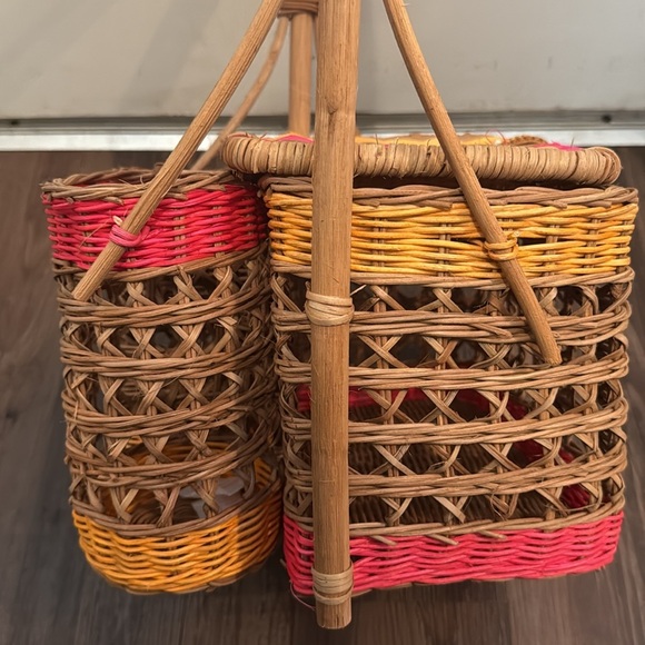 NEW Anthropologie Nina Handwoven Wine Picnic Basket - Picture 12 of 13